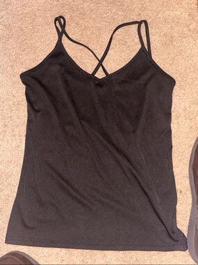 SHEIN Black Ribbed Cross-Back Cami